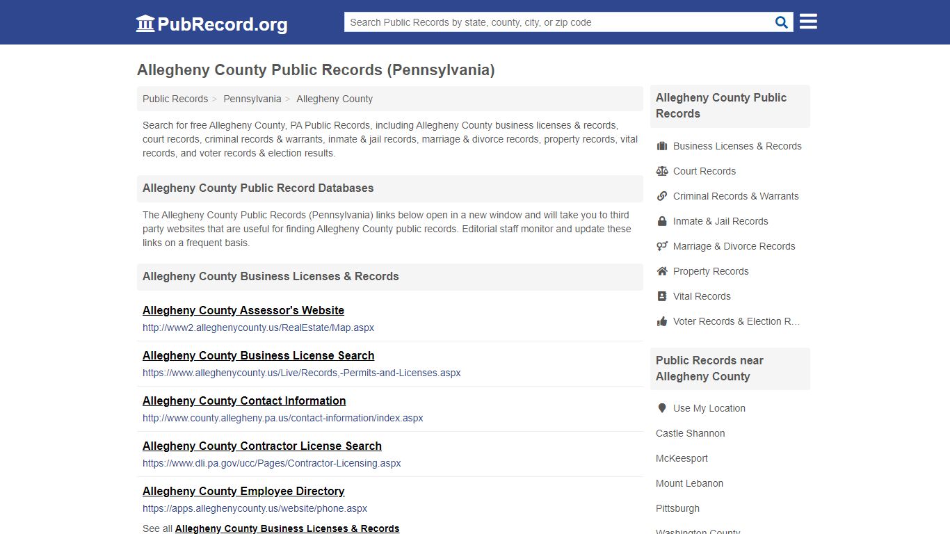 Free Allegheny County Public Records (Pennsylvania Public Records)